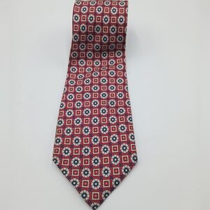 Clubfellow Classic Red Geometric Silk Tie - Men Accessories